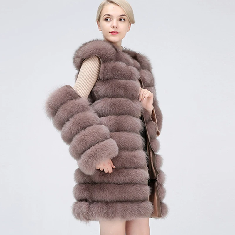 Natural Fur Coat Women Real Fur Coat Long Style Fox Fur Women's Fur Coats Natural Fur Winter Jacket Women Detachable New 2020