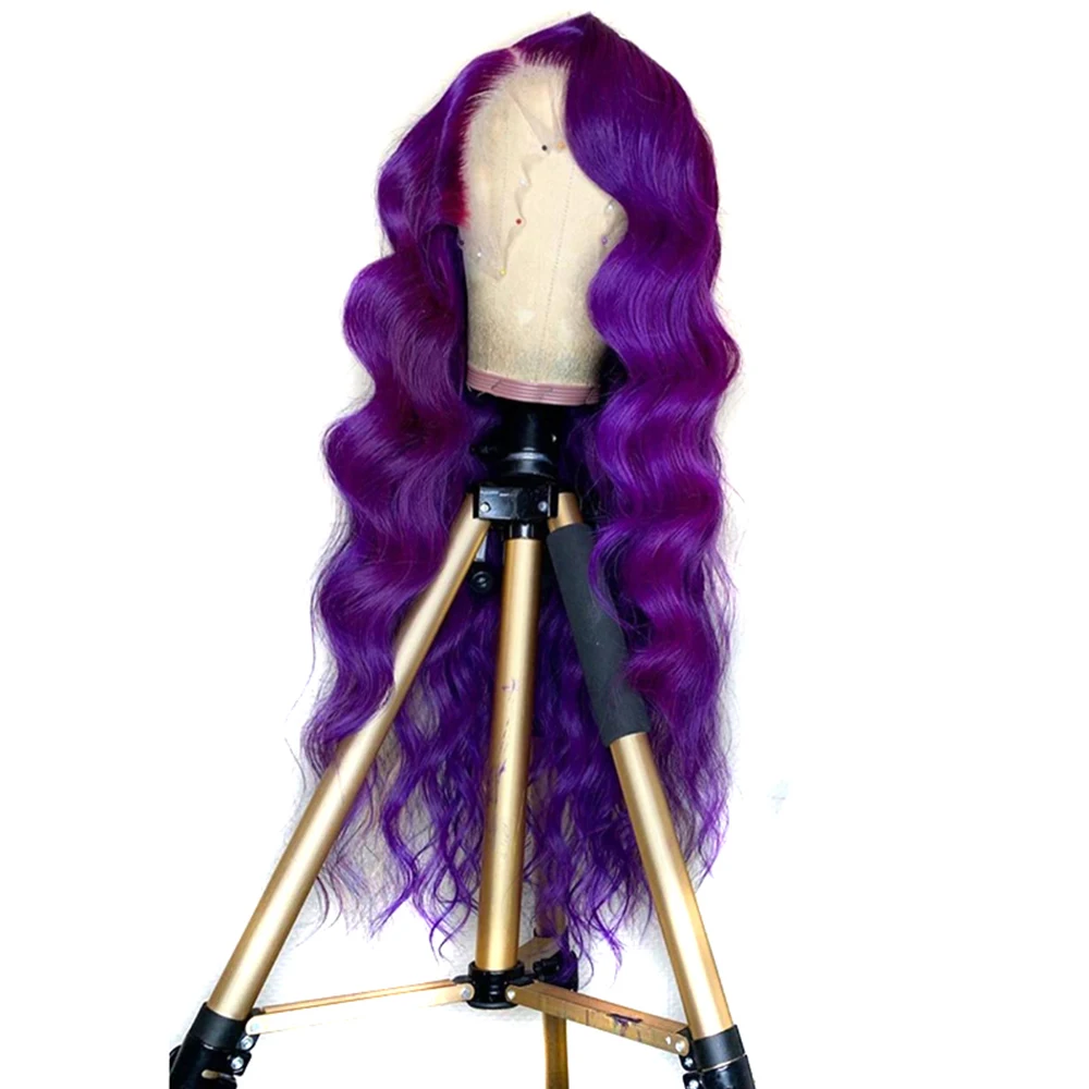Websterwigs фиолетовый длинный парик из синтетического кружева фронтальный для