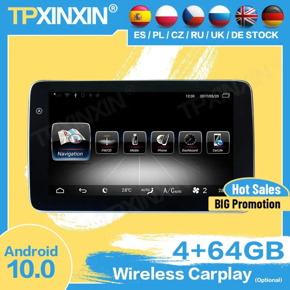 

Carplay Car Radio Stereo Bluetooth Screen Android For Benz C GLC V CLS 2014 2015 2016 2017 GPS Player Navigation Audio Head Unit