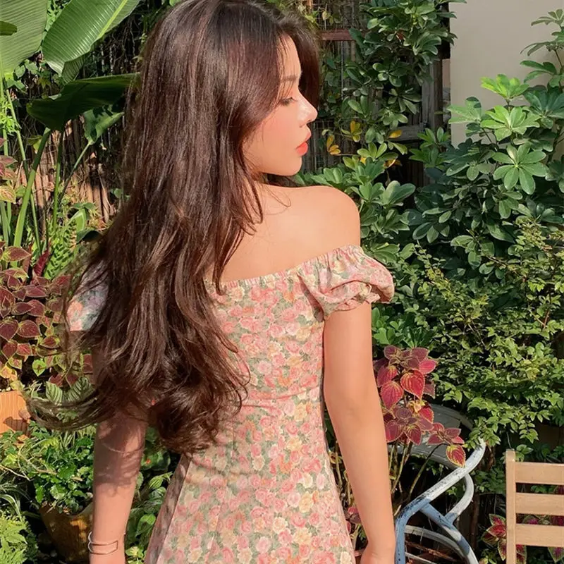 

Summer Sexy Floral Mini Dress Women Elegant Korean Sweet Cute Designer Dress Female Casual High Street Bandage Beach Dress 2021