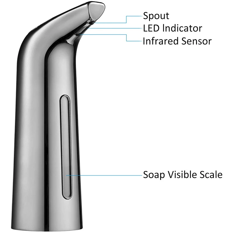 

HOT Automatic Soap Dispenser, Pressless Soap Dispenser, 400Ml Liquid Hands-Free Infrared Sensor Electric Auto Soap Dispenser