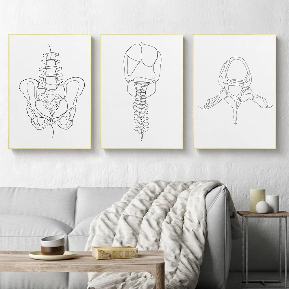 

Abstract Line Drawing Human Anatomy Spine Skeleton Wall Art Canvas Painting Nordic Posters And Prints Wall Pictures Home Decor