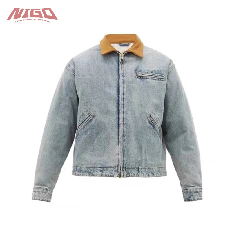 

Джинсовая куртка NIGO F 21ss с кожаным воротником, пальто # nigo886