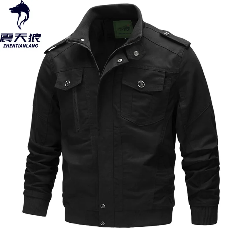 Для AliExpress, мужская куртка из чистого хлопка, армейская рабочая одежда, пальто, куртка большого размера, мужская куртка Air Force One от производителя Dire - Color: Black