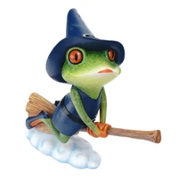 frog statue decoration magic frog riding a broom figurine novelty resin frog statue ornament for home office desk indoor outd