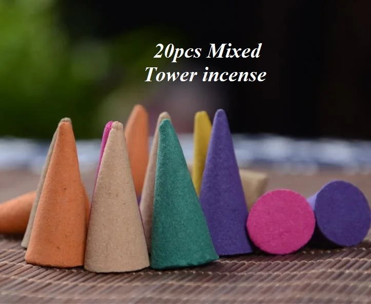 20pcs Tower Incense Креативный сплав обратного потока курильница с дымом водопад подставка для ароматических палочек спиральный ладан лампа для ароматерапии ценсер домашний декор - Цвет: 20pcs Tower Incense