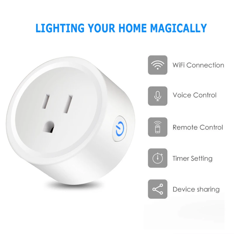 

US Plug Professional Wireless Smart Home Power Socket Remote Control Socket WiFi Smart Timer Plug 10A
