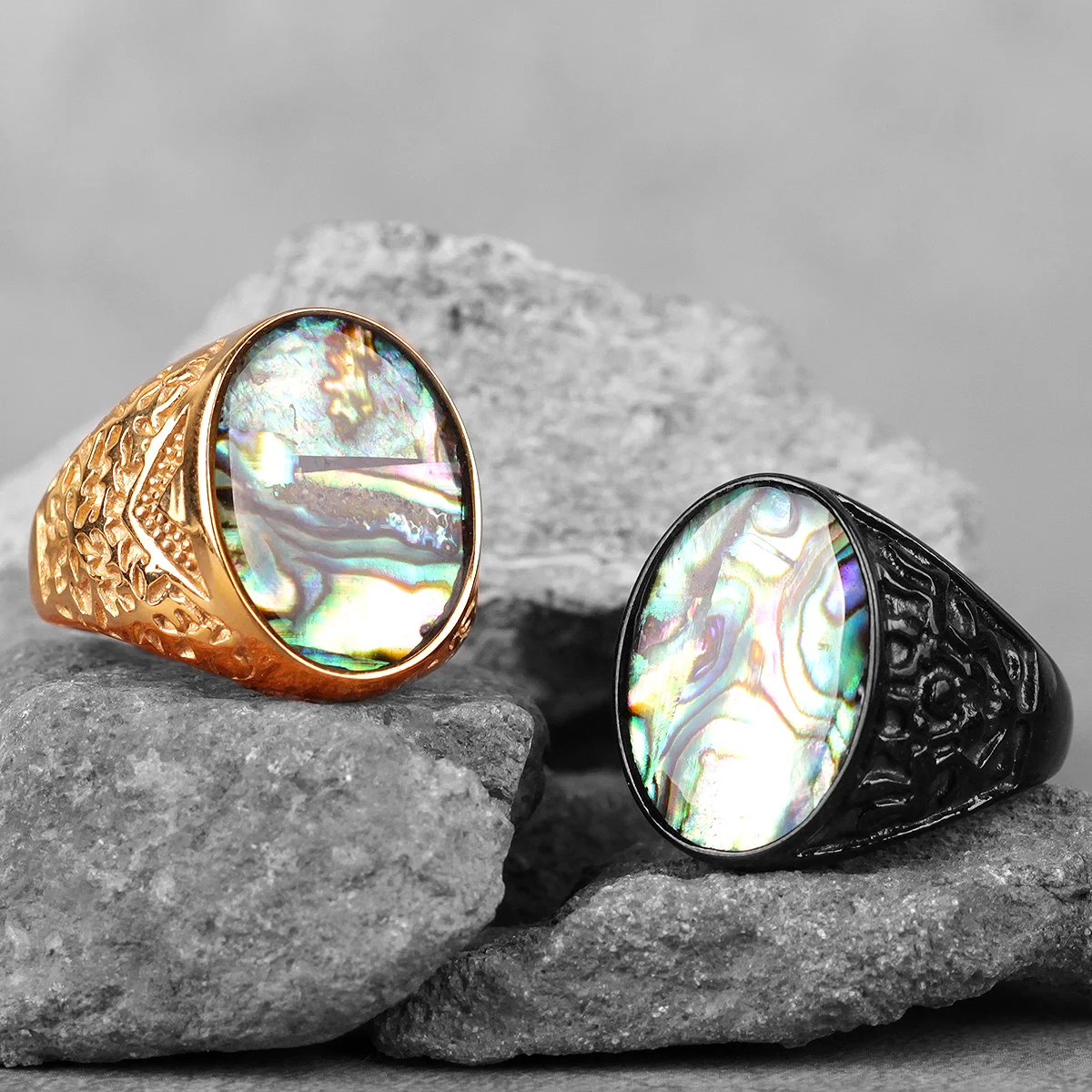 

Stainless Steel Men Rings Pearl Gold Black Simple Fashion Luxury Unique for Male Boyfriend Jewelry Creativity Gift Wholesale