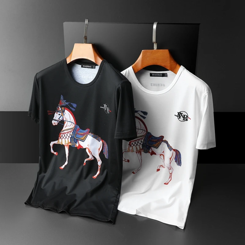 

Oversized Fashion Men's T Shirts Brand Designer Horse Pattern tshirt italie Short Sleeve Summer Man Clothing 2052