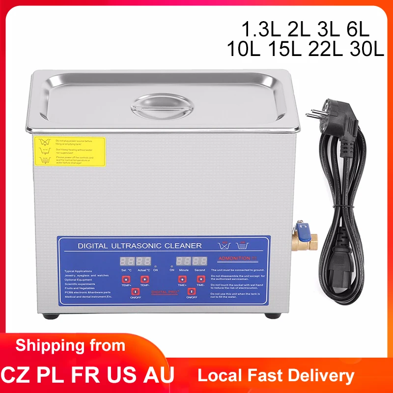 Ультразвуковой очиститель из нержавеющей стали с цифровым таймером 1 3 л 2 6 10 15 22 30