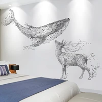 geometric elk deer animal wall stickers diy whale fish wall decals for kids rooms living room children nursery house decoration