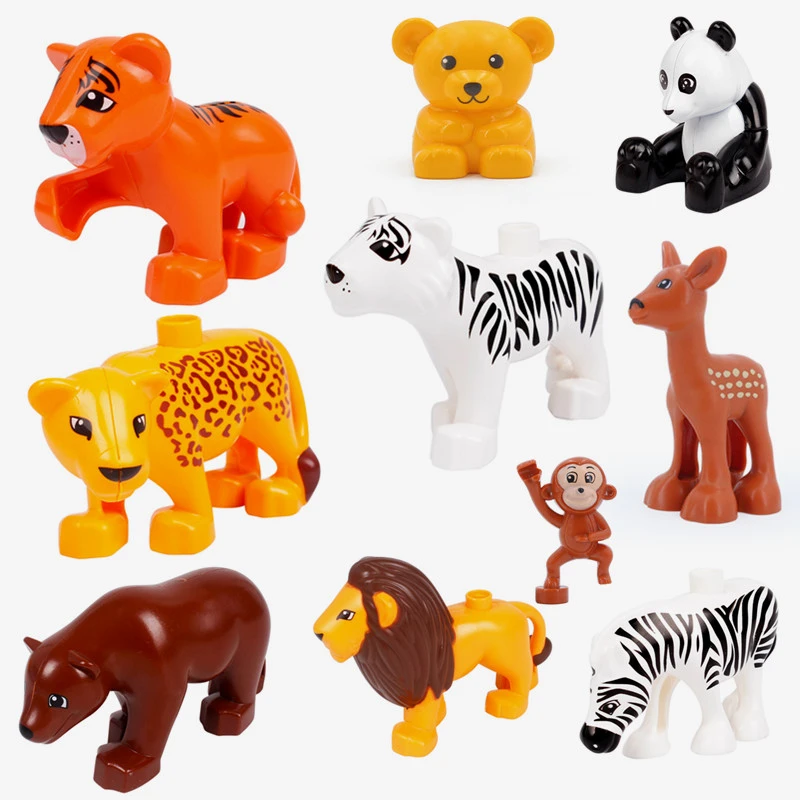Набор с животными строительные блоки слон тигр панда Лев белка медведь серия