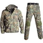 Охотничьи Куртки + брюки, ветрозащитное тактическое пальто-карго, куртка для страйкбола, камуфляжная зимняя мужская куртка с несколькими карманами, тактическая одежда
