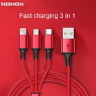 USB-кабель 3 в 1 для зарядки iPhone 6 7 8X11 12 13 Samsung Xiaomi Redmi Huawei Honor OnePlus Android, зарядное устройство, провод 1,2 м