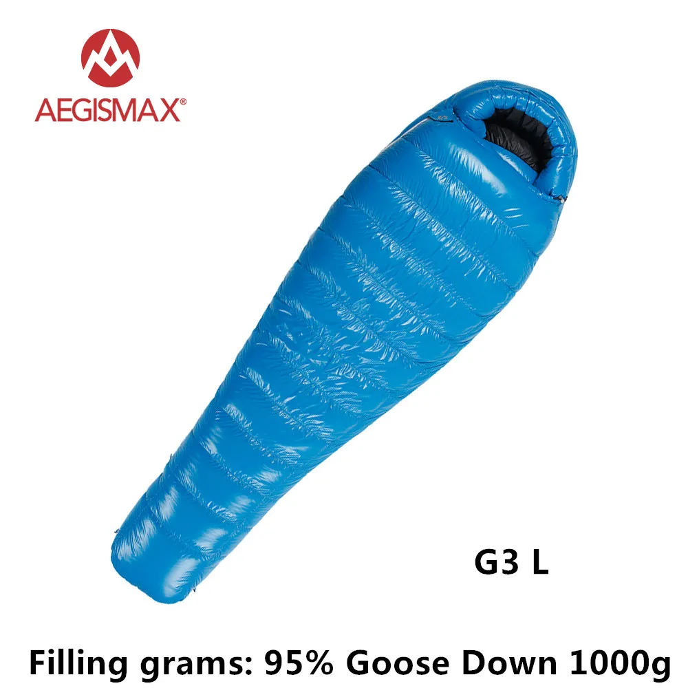 AEGISMAX G серия 95% белый гусиный пух Мумия зимний спальный мешок для кемпинга сверхлегкий дизайн перегородки сплайсинга удлиненный FP800 - Цвет: G3 L blue