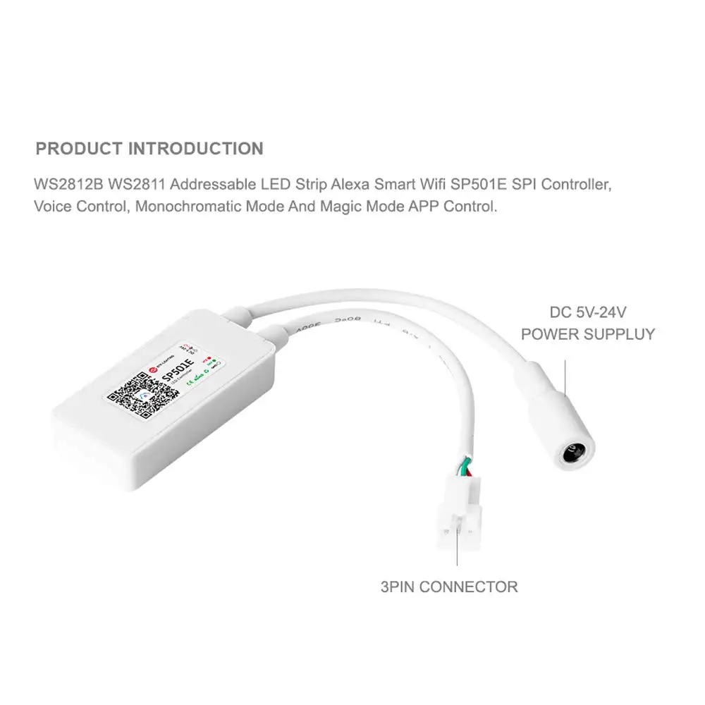 SP501E светодиодное освещение Wi-Fi WS2812B пульт управления Addressable RGB полоса Amazon Alexa Smart SPI голосовое приложение управление для Andriod/iOS DC5-24V