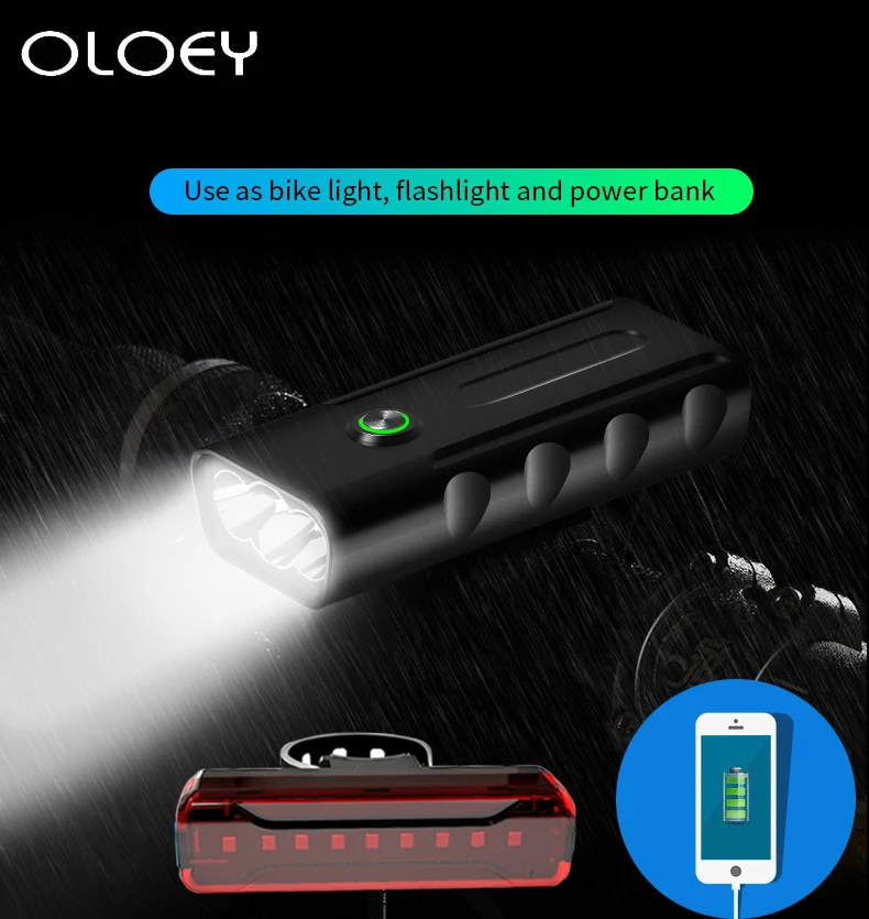 

3 режима, велосипедный горный велосипед T6 5200 мА/ч, светодиодный головной фонарь, перезаряжаемый, водонепроницаемый, Велоспорт, передняя дета...