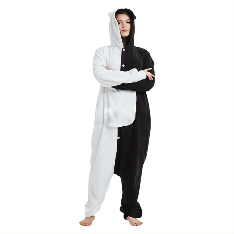 

Animal Danganronpa Cosplay Pajamas Monokuma Kigurumi Pajamas Black White Bear Women Adult Cosplay Suit Sleepwear