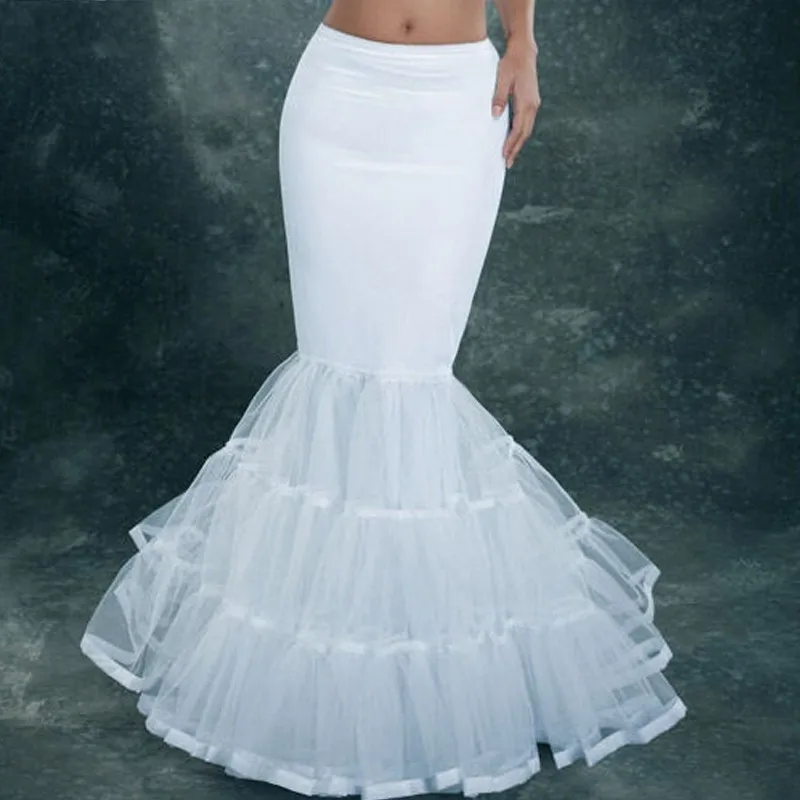 

E JUE SHUNG White Mermaid Petticoat For Wedding Dress Bridal Petticoats Crinoline Slip Underskirt Jupon Mariage