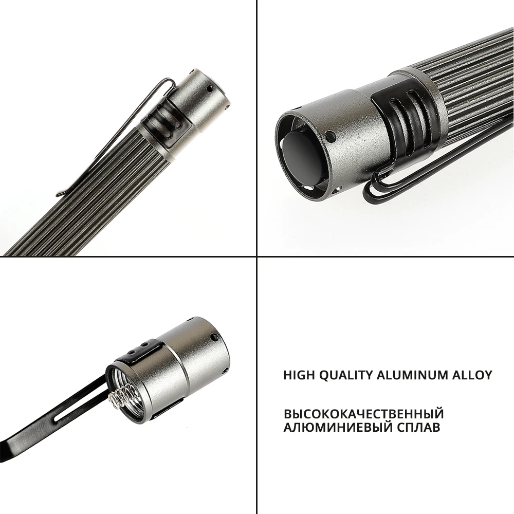 Портативный светодиодный фонарик Q5 с зажимом для ручки нескользящий