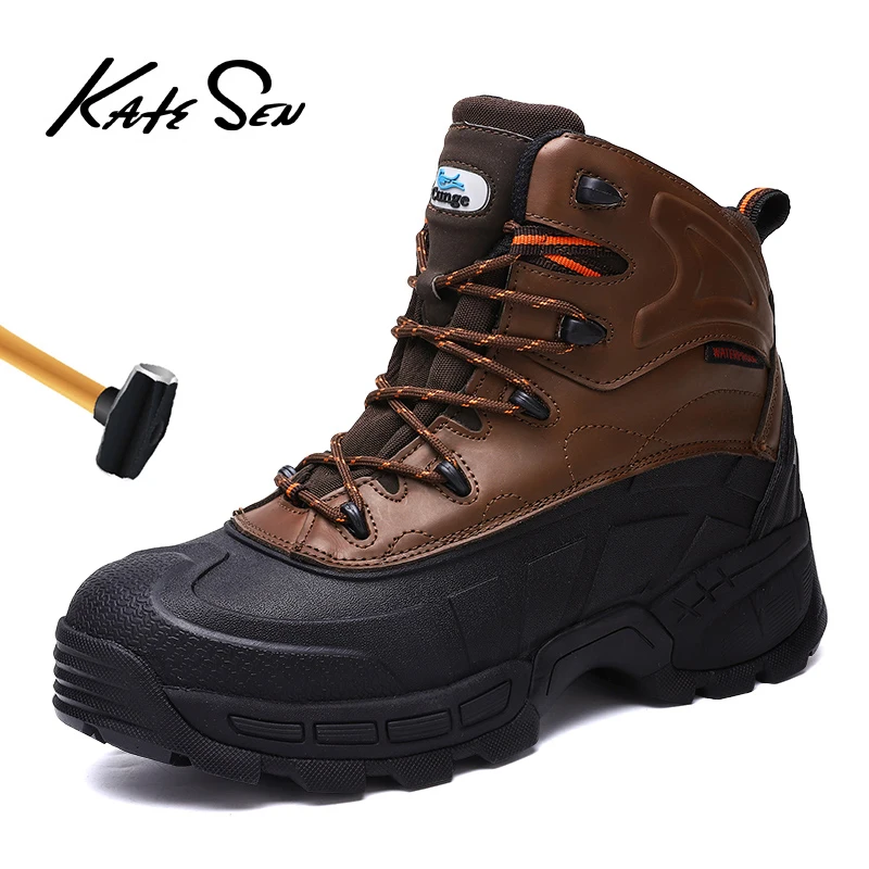 KATESEN/мужские ботинки теплые кожаные защитные мужские уличные рабочие Мужская