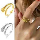 Модное металлическое регулируемое кольцо в виде змеи для женщин, изысканное блестящее кольцо на палец с кубическим цирконием, винтажное Золотое ювелирное изделие, подарок 2021