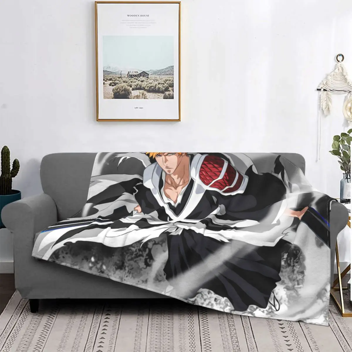

Bleach Kurosaki Ichigo Young Comics Ability Portable Warm Throw Blankets for Bedding Travel
