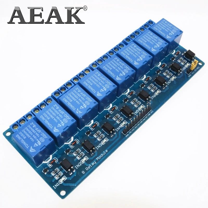 AEAK 8 канальное релейное строение модуль 5 В для arduino контрольная панель реле ПЛК в