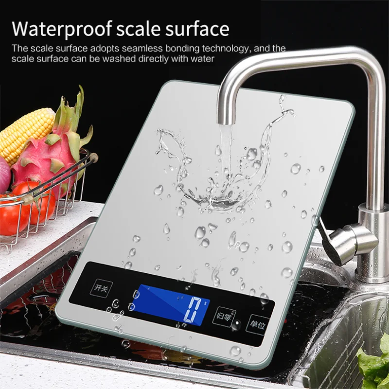 

15kg/1g Electronic Scale Stainless Steel Waterproof Precision Digital Scales Kitchen Balance Measuring LCD Electronic Food Scale