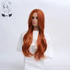 Чудесный W длинная волна прическа оранжевые парики для женщин средняя часть термостойкие волосы синтетический парик Средний размер
