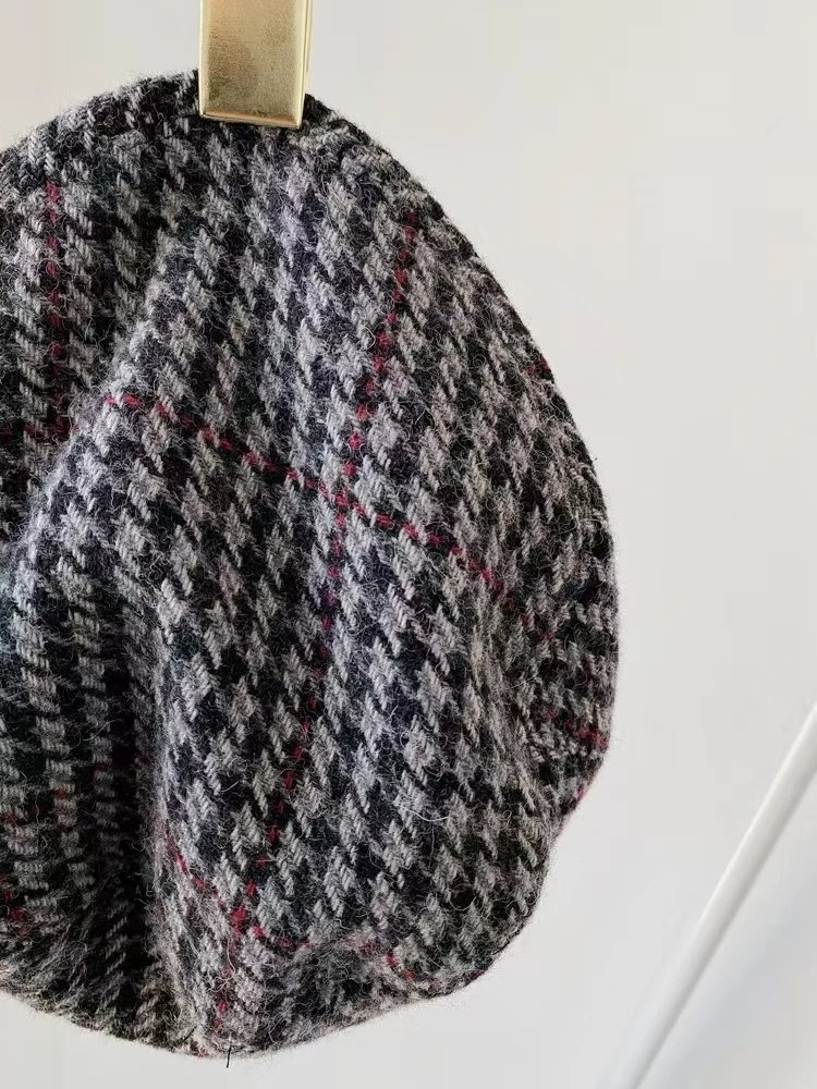 

2021 New Fashion Hats Women's Houndstooth Newsboy Cap Cotton