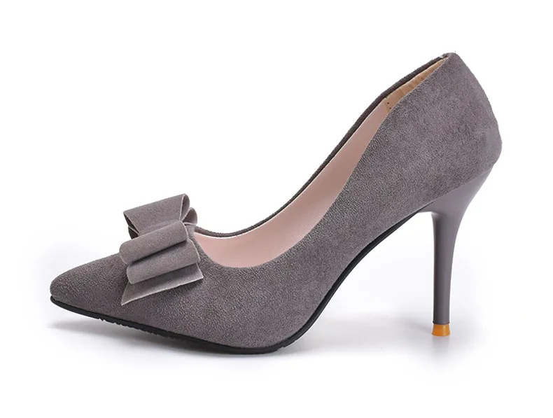 

Fine Heeled Shoes Pointed Pumps Lace-Up Slip On 2021 Shallow Mouth Sandals Ladies Stiletto Casual Velvet Bow Spring Toe Branded