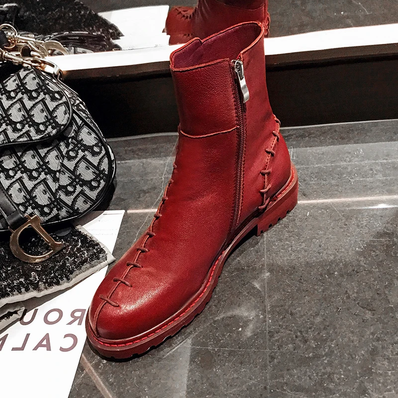 Новинка Женские ботинки в стиле ретро сапоги до середины икры женские из