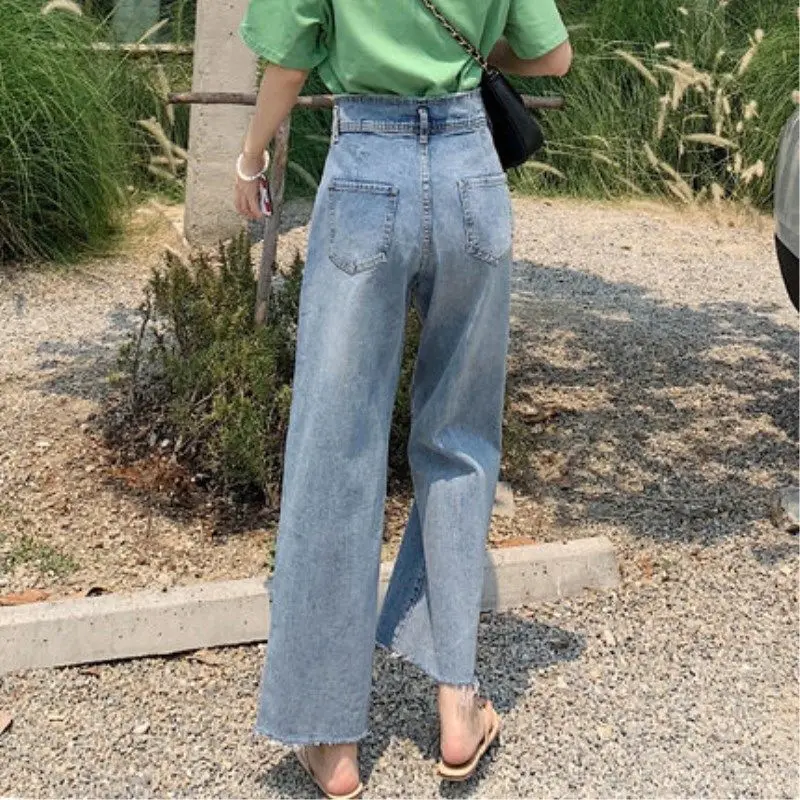 

Jeans Women Straight Loose All-match Summer Holes Womens Students Korean Style Long Trousers Denim Fashionable Daily Simple Chic