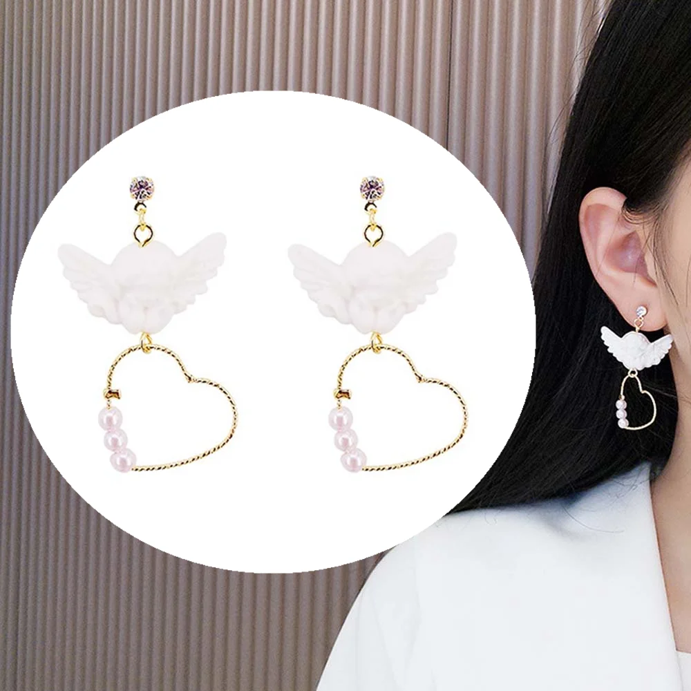 1 пара креативных милых сережек капелек в стиле Харадзюку с подвеской виде ангела