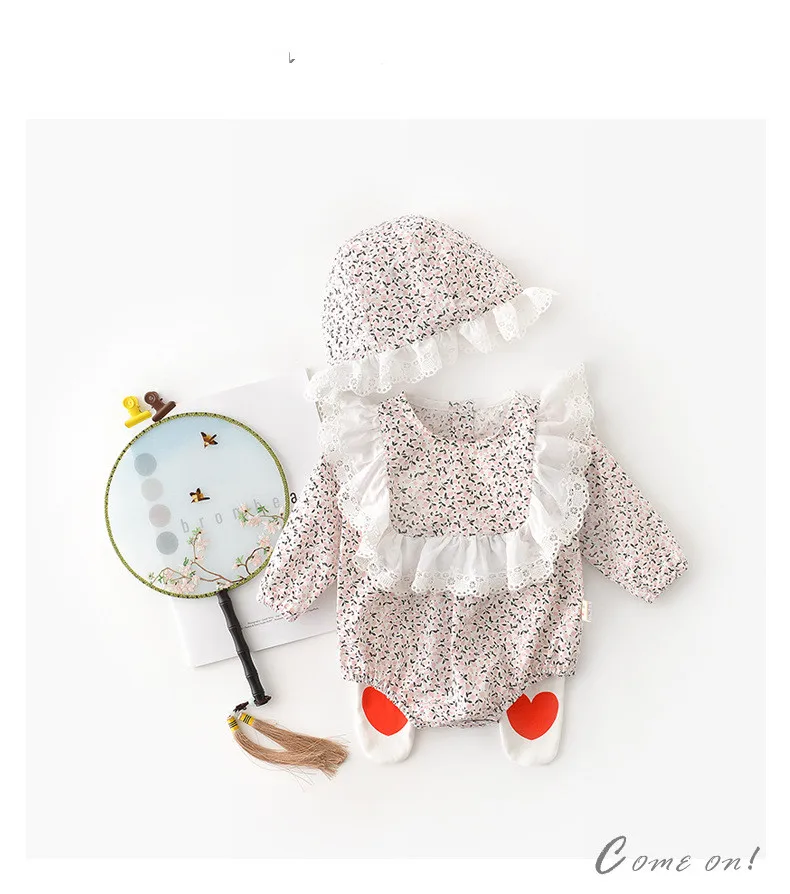 Осень 2020 Детские боди с длинным рукавом и цветочным принтом для маленьких