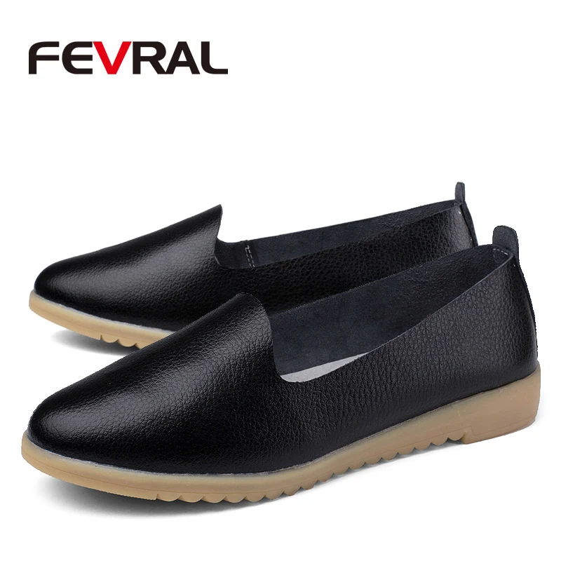 Женские Повседневные балетки FEVRAL мягкие лоферы из натуральной кожи слипоны на