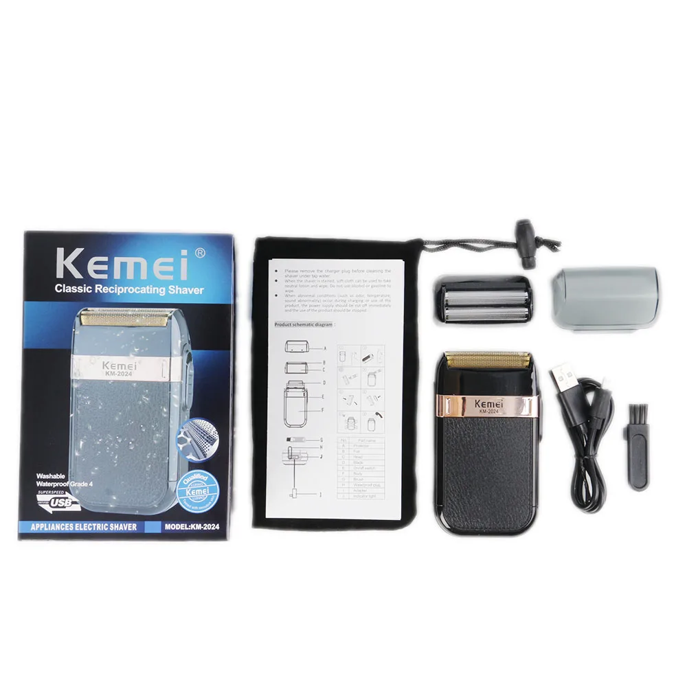 Kemei электробритва для Для мужчин с двойным лезвием возвратно-поступательным