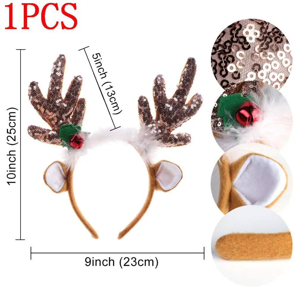 1Pcs Brown Headband Теплые украшения для рождественской елки, поделки из дерева, Рождественские сани, Санты, Санты, Рождественский подвесной кулон, домашний декор, подарки на год - Цвет: 1Pcs Brown Headband
