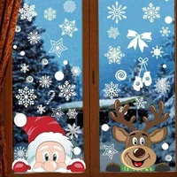 1 pcs snowflake santa elk christmas colorful static glass sticker window home decoration