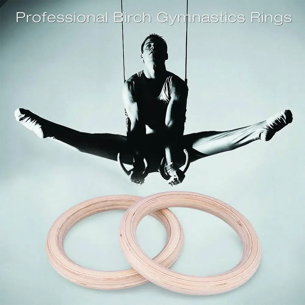 

New Wooden 32mm Exercise Fitness Gymnastic Rings Gym Exercise Crossfit Pull Ups Muscle Ups