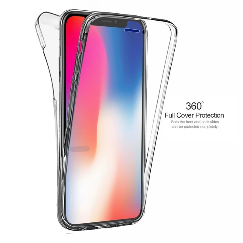 Всего тела 360 градусов Прозрачный чехол для iphone 11 Pro MAX 10 XR X XS MAX 6, 6 S, 7, 8plus, спереди и длинное сзади 2 слоя протектор Мягкий ТПУ чехол с мультипликационным рисунком