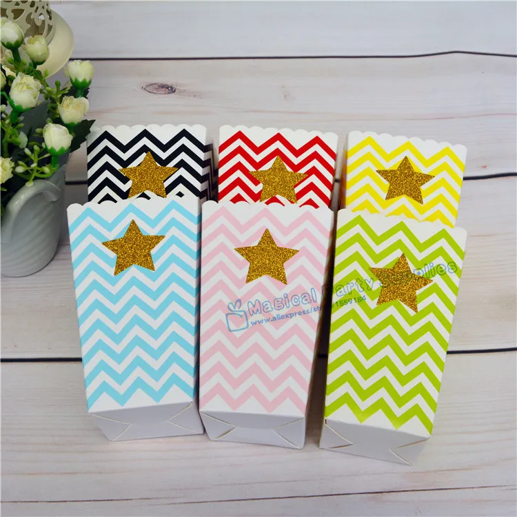 144 шт. блестящая Звезда поп Кукуруза Совок коробка для попкорна декор карнавала