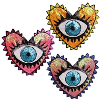 1 pcs sequins heart shaped love heart eyes sewing embroidered applique for jacket clothes stickers badge diy apparel accessories