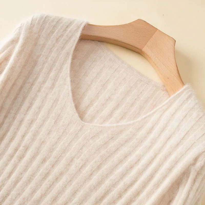 

Women 2021 Autumn Winter New V-neck Knitted Cashmere Tops Female Thickened Pullover Plus Size Tops Ladies Slim Sweater Tops Q455