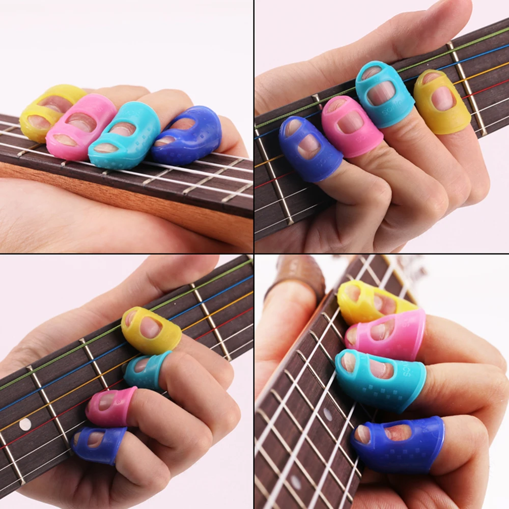 

4pcs Finger Protectors Guitar Silica Gel Fingertip Caps for Guitar Ukulele Beginners Guitar Accessories