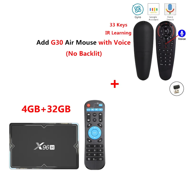 4GB32GB add g30s X96H Android 9,0 Смарт ТВ коробка Allwinner H603, 4 Гб оперативной памяти, 32 Гб встроенной памяти, BT4.1 2,4G 5G Wi-Fi 6K IPTV Set-top Box с 3 портами(стандарт Порты и разъёмы Media Player PK X96 Max - Цвет: 4GB32GB add g30s