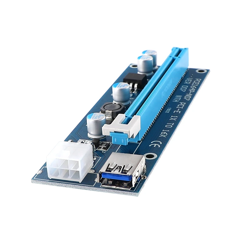 

VER007 Riser Card 1x to 16x PCI Express PCI-E Extender USB 3.0 Cable SATA to 6Pin IDE Power for Bitcoin Mining Miner Antminer