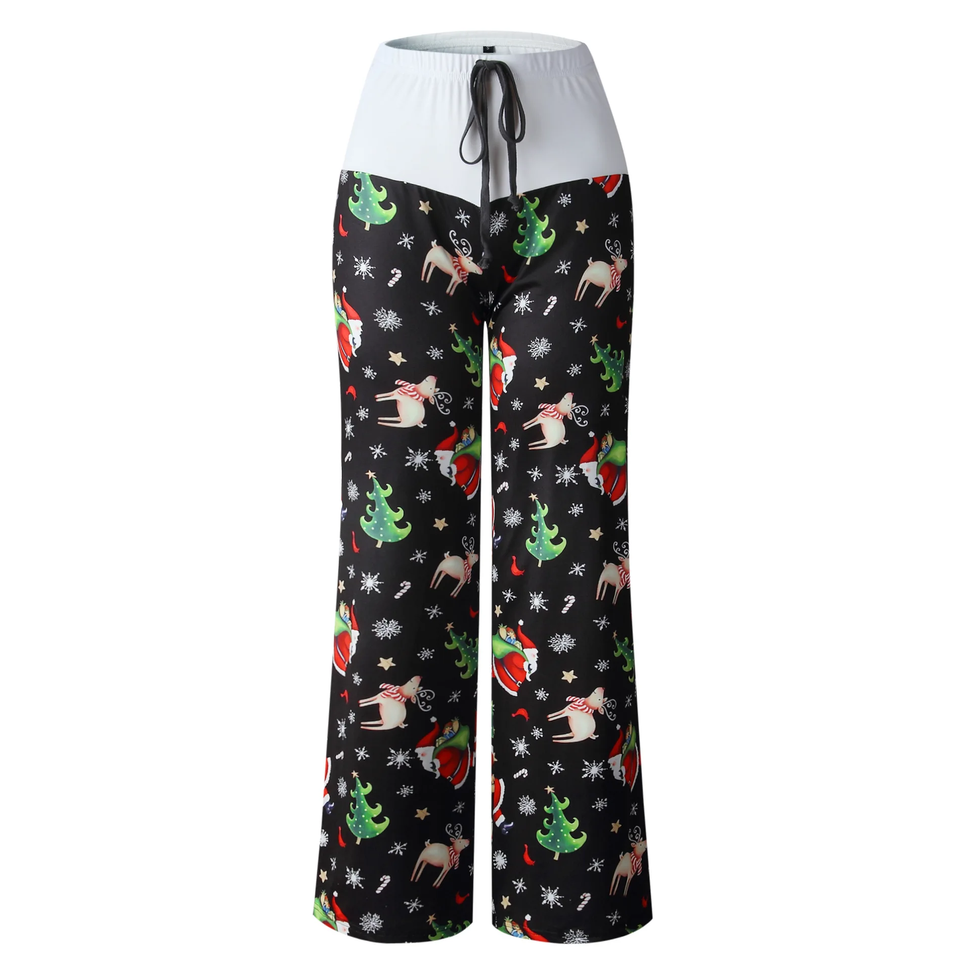 Boho пляжные джоггеры рождественские женские брюки летние брюки повседневные длинные брюки-Палаццо широкие брюки для женщин спортивные штаны
