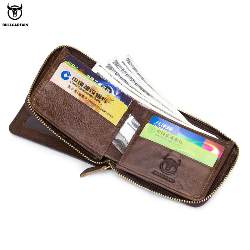 BULLCAPTAIN RFID мужской кошелек, кожаный кошелек для монет, дизайнерский брендовый кошелек, клатч, кожаный кошелек, мужской кошелек, держатель для карт